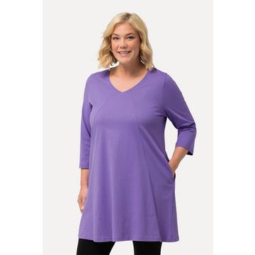 Longshirt, Ziernähte, A-Linie, V-Ausschnitt, 3/4-Arm