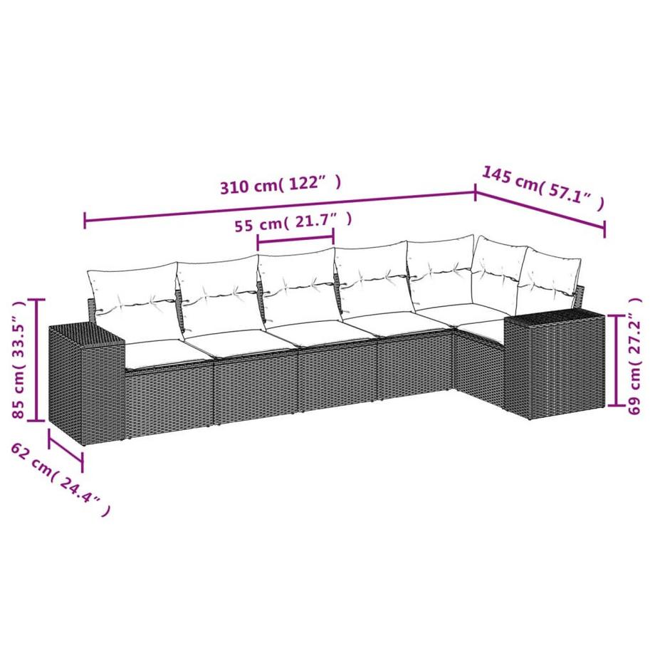 VidaXL Ensemble de canapés de jardin rotin synthétique  