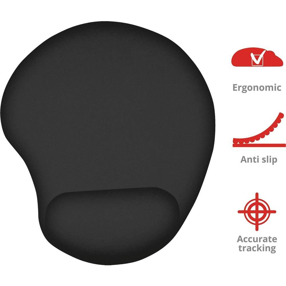 Trust  Trust Bigfoot Gel Tappetino per il mouse con inserto in gel per polso Ergonomico Nero (L x A x P) 210 x 23 x 245 mm 