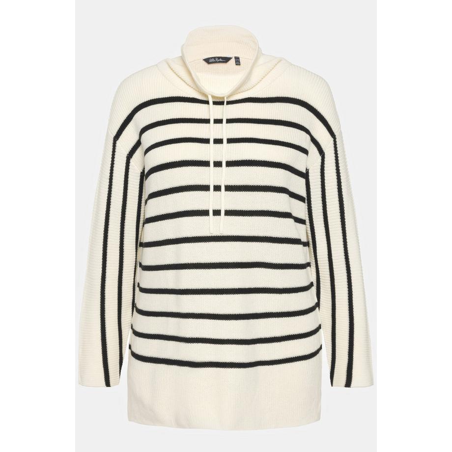 Ulla Popken Maglione a Righe Oversize a Maniche Lunghe con Collo Alto  
