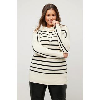 Ulla Popken  Maglione a righe dal taglio oversize con maniche lunghe e collo alto 