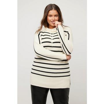 Pull, rayures, oversize, col montant, manches longues