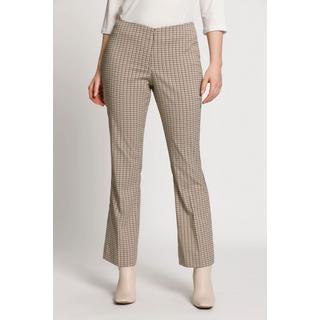 Ulla Popken  Pantaloni boot cut a 7/8 con pieghe, cintura comoda e quadri 