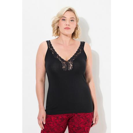 Ulla Popken  Top dal taglio aderente con pizzo e scollo a V 