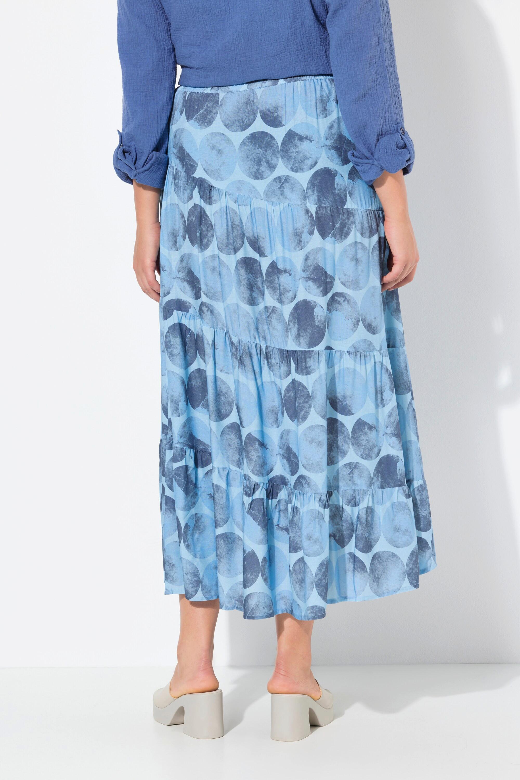 Ulla Popken Gonna Maxi Cuciture Decorative Vita Elastica Taglio Svasato  