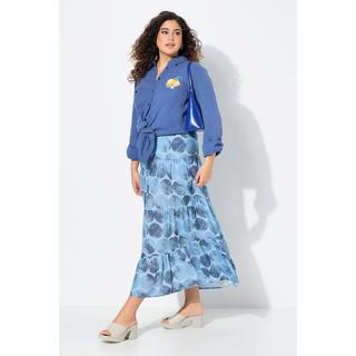 Ulla Popken Gonna Maxi Cuciture Decorative Vita Elastica Taglio Svasato  