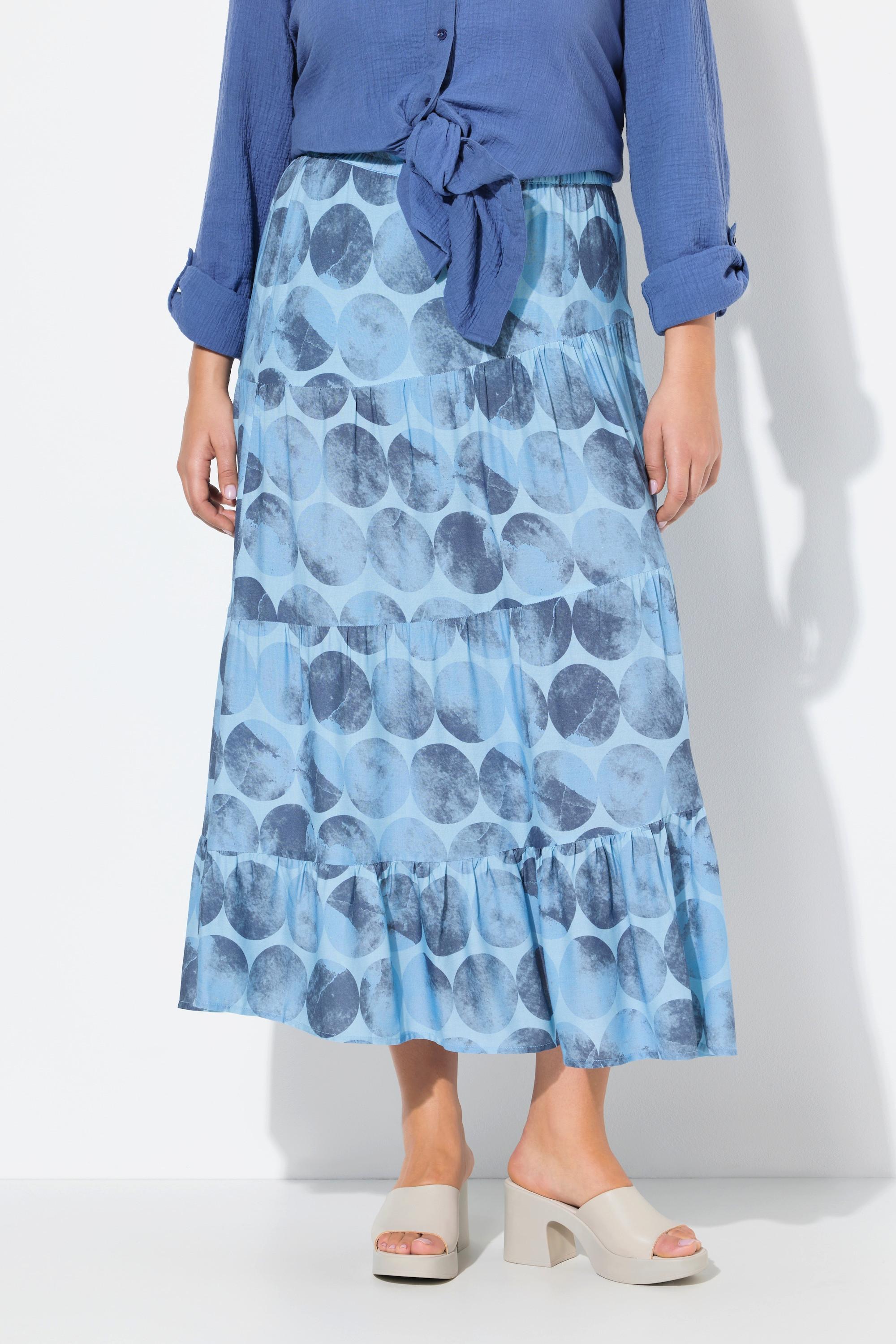 Ulla Popken Gonna Maxi Cuciture Decorative Vita Elastica Taglio Svasato  