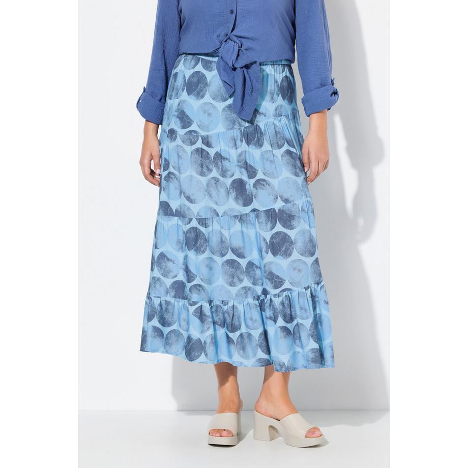 Ulla Popken Gonna Maxi Cuciture Decorative Vita Elastica Taglio Svasato  