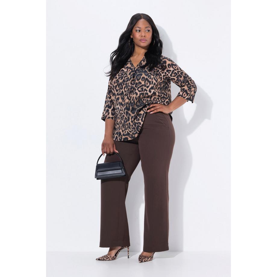 Ulla Popken Pantaloni con taglio della gamba ampio e dritto e cintura elastica  