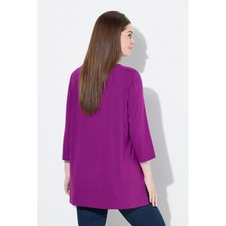 Ulla Popken T-shirt Encolure Carrée Manches 3/4 Coupe Évasée Motif Animal  