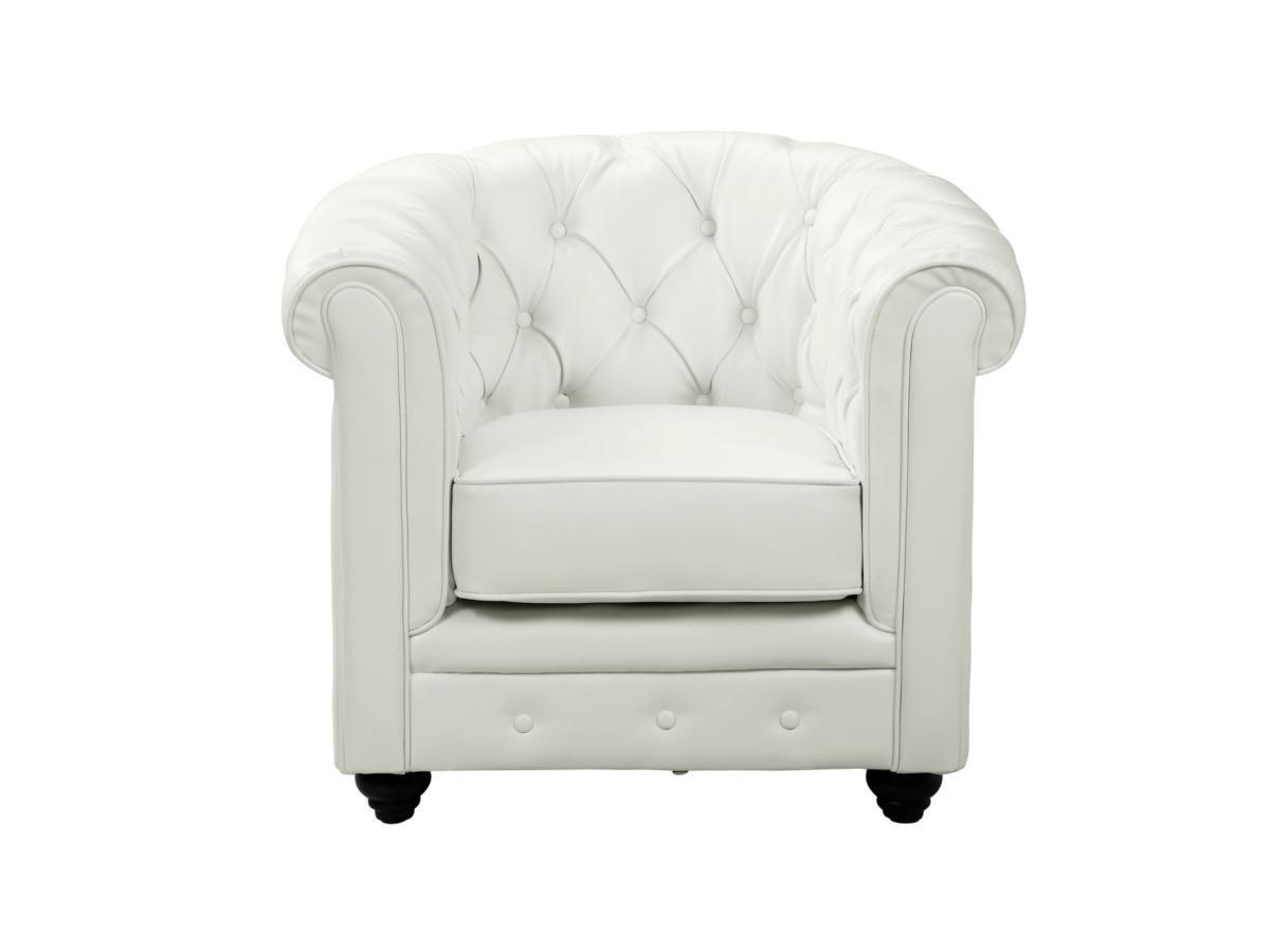 Vente-unique Fauteuil en simili CHESTERFIELD - Blanc  