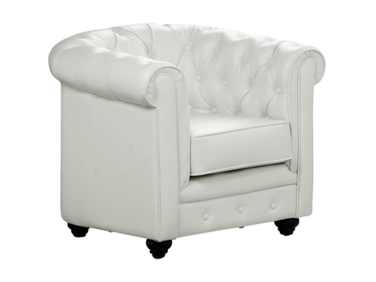 Vente-unique Fauteuil en simili CHESTERFIELD - Blanc  