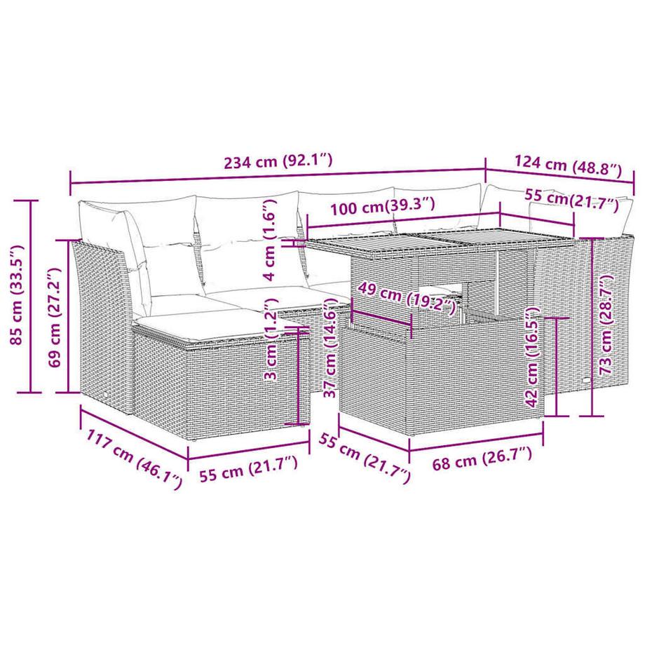 VidaXL Ensemble de canapés de jardin rotin synthétique  