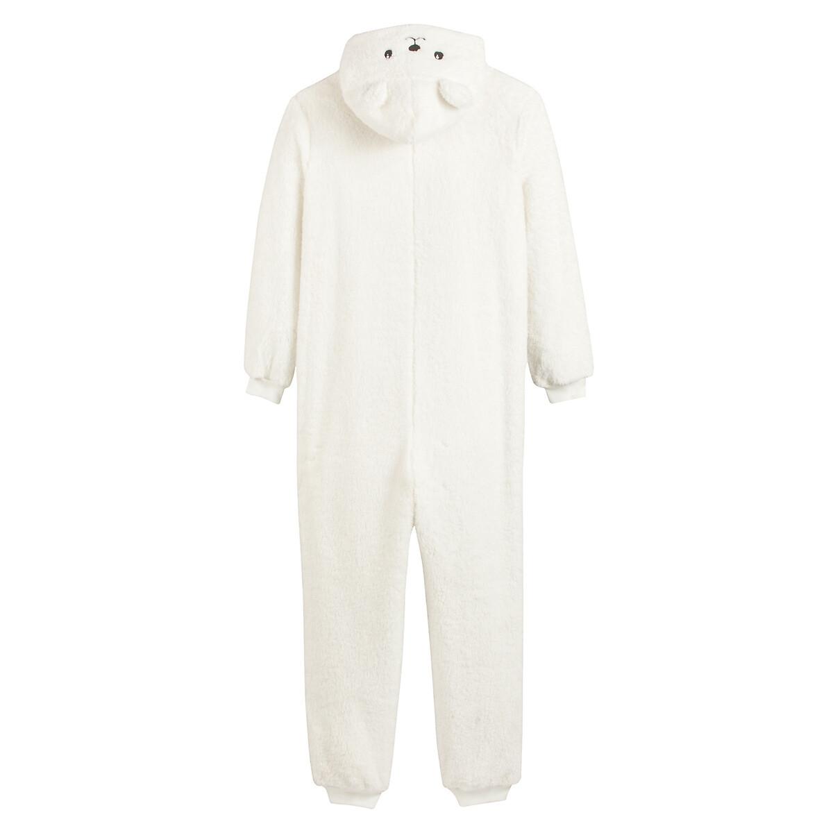 La Redoute Collections  Teddyfleece-Overall mit Kapuze und Teddy-Motiv 