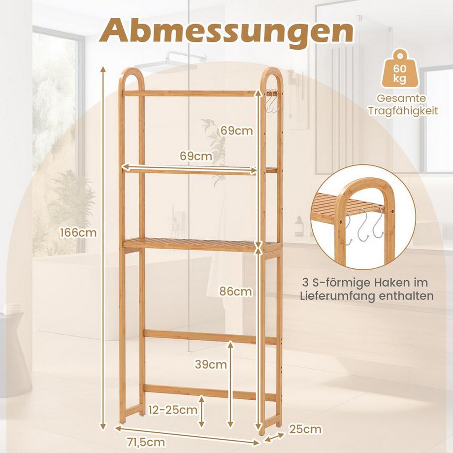 Northix Badezimmerregal mit 3 Ebenen  