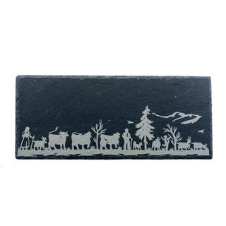 Kadastar Alpaufzug Familie Schieferplatte 33 x 14 cm  