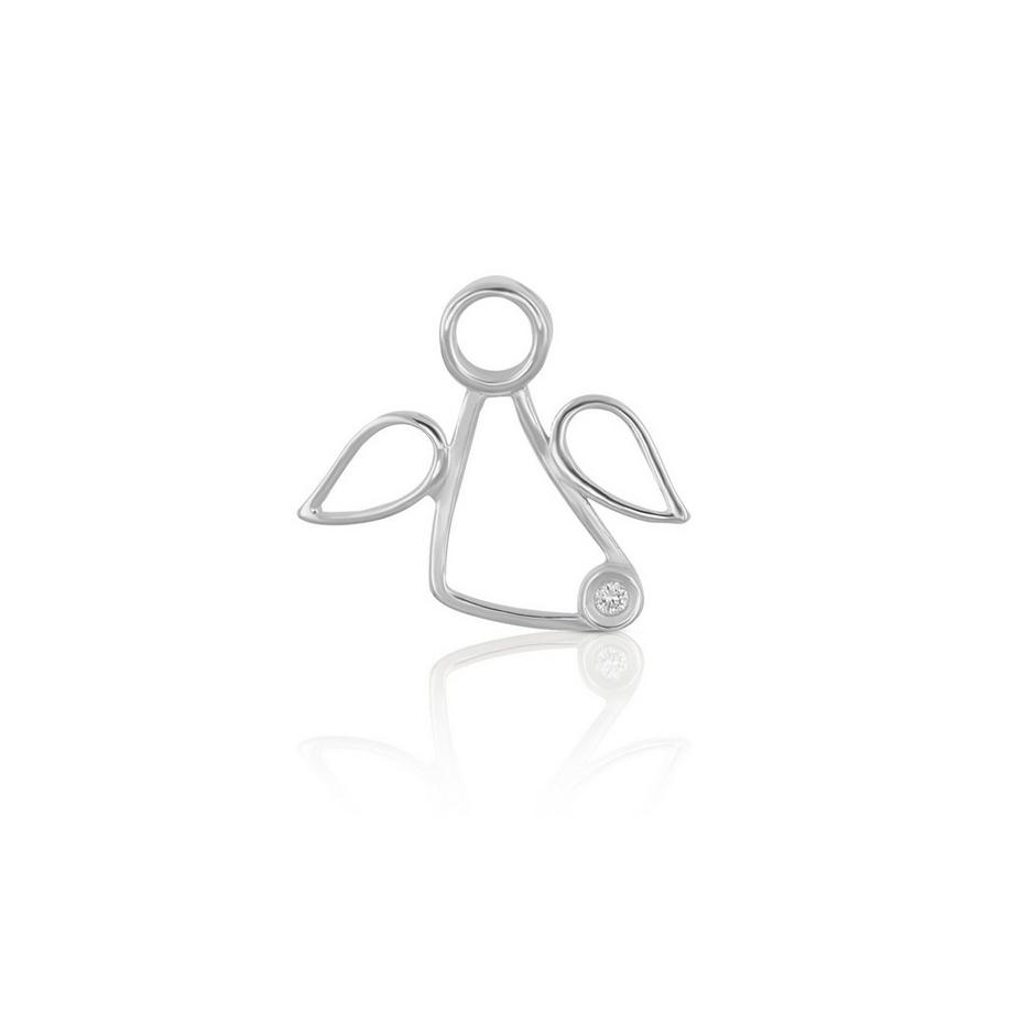 Pendentif ange en or blanc 750 diamant 0,0075ct. 13x15mm