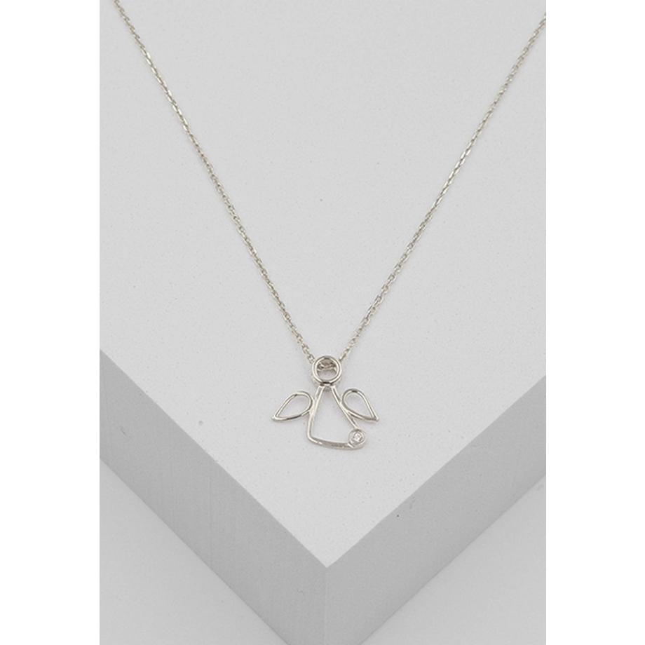 MUAU Schmuck  Engel Anhänger Weissgold 750 Diamant 0.0075ct. 13x15mm 
