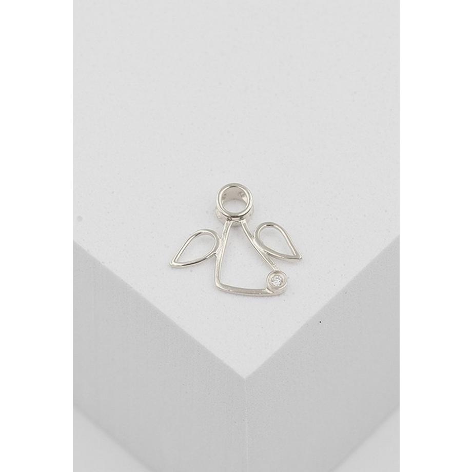 MUAU Schmuck  Engel Anhänger Weissgold 750 Diamant 0.0075ct. 13x15mm 