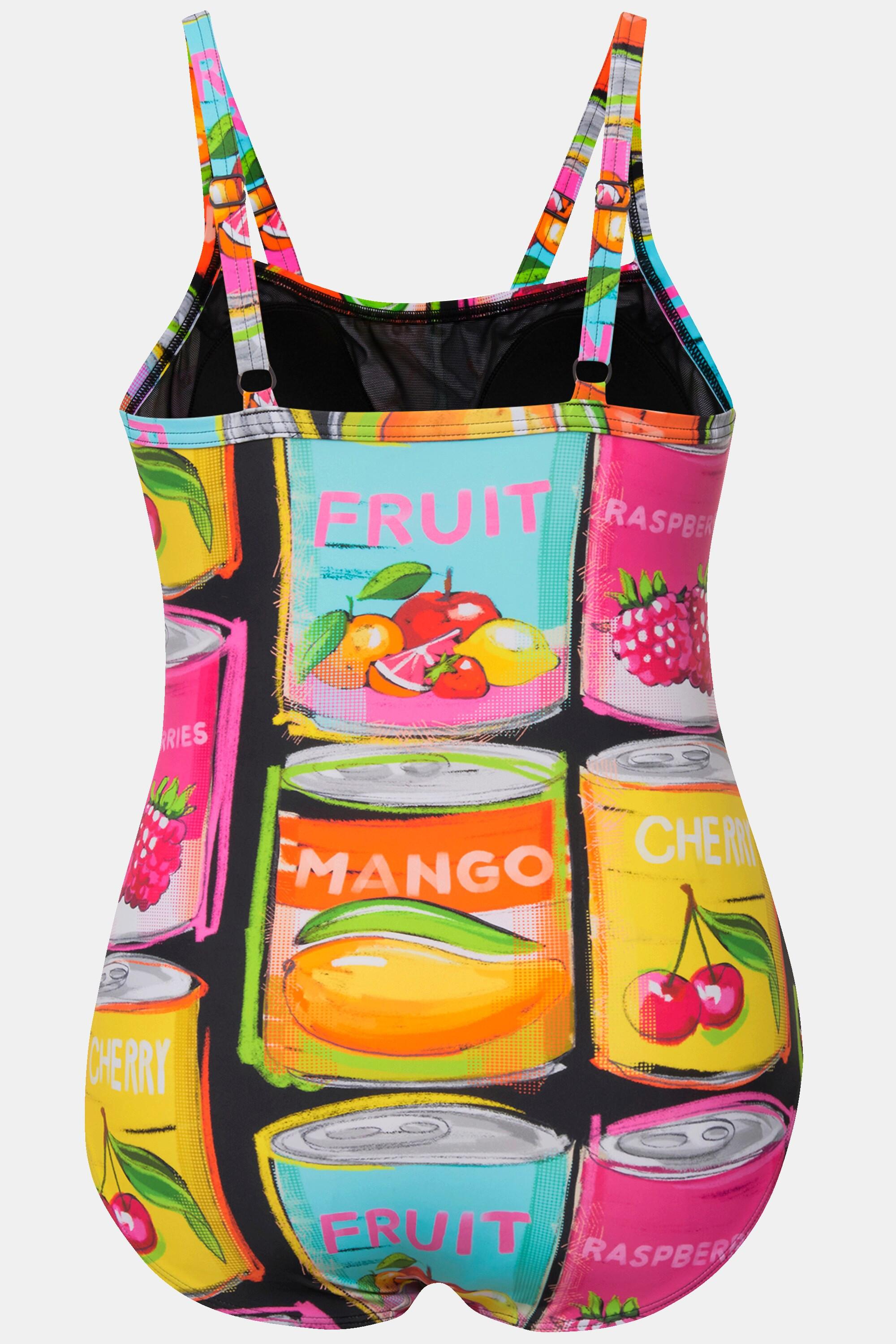 Ulla Popken  Costume da bagno con frutta in scatola, coppe morbide e materiale riciclato 