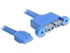 DeLock  82941 câble USB 0,45 m USB 3.2 Gen 1 (3.1 Gen 1) 2 x USB A Bleu 