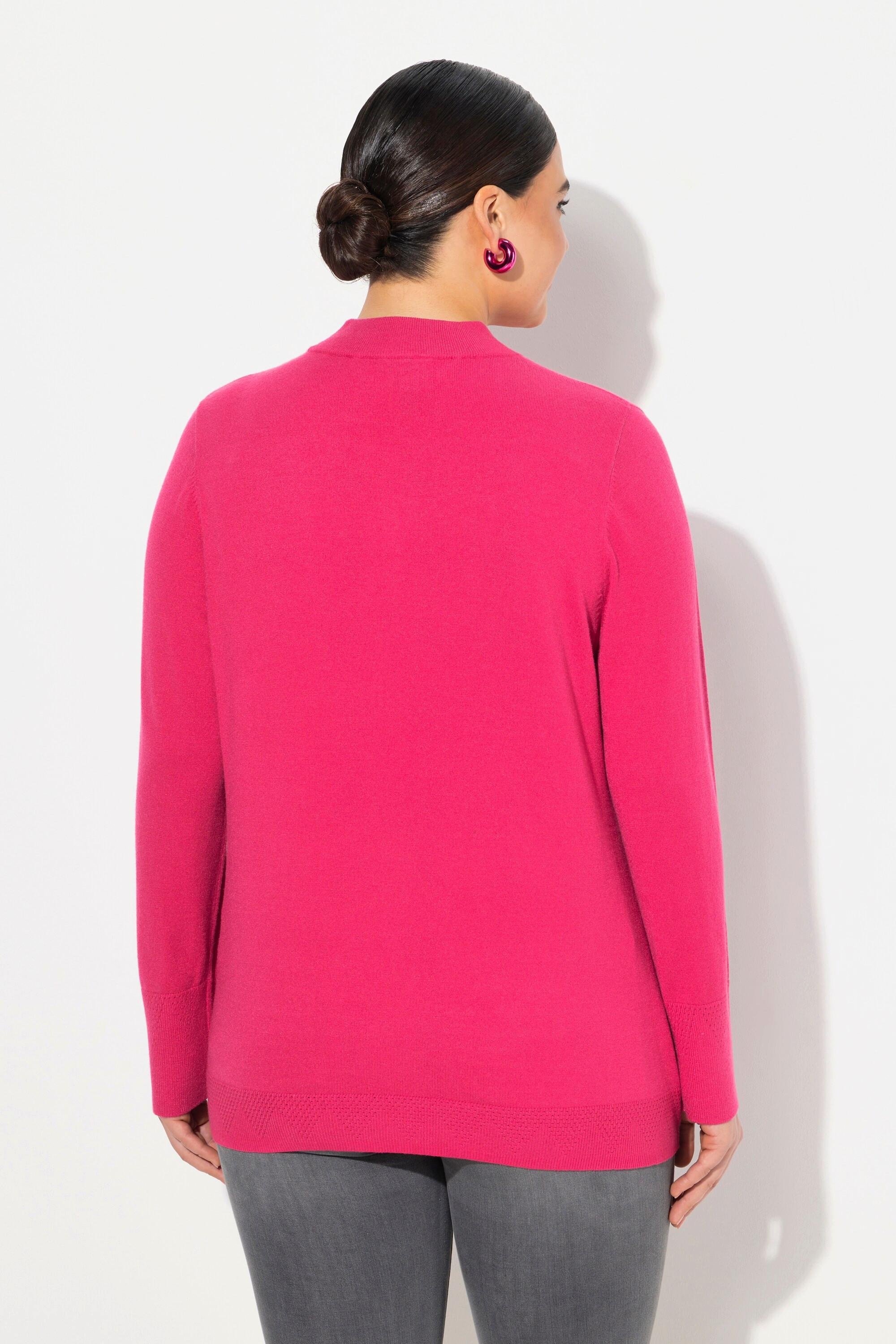 Ulla Popken Pull Col Montant Manches Longues Bords-Côtes  