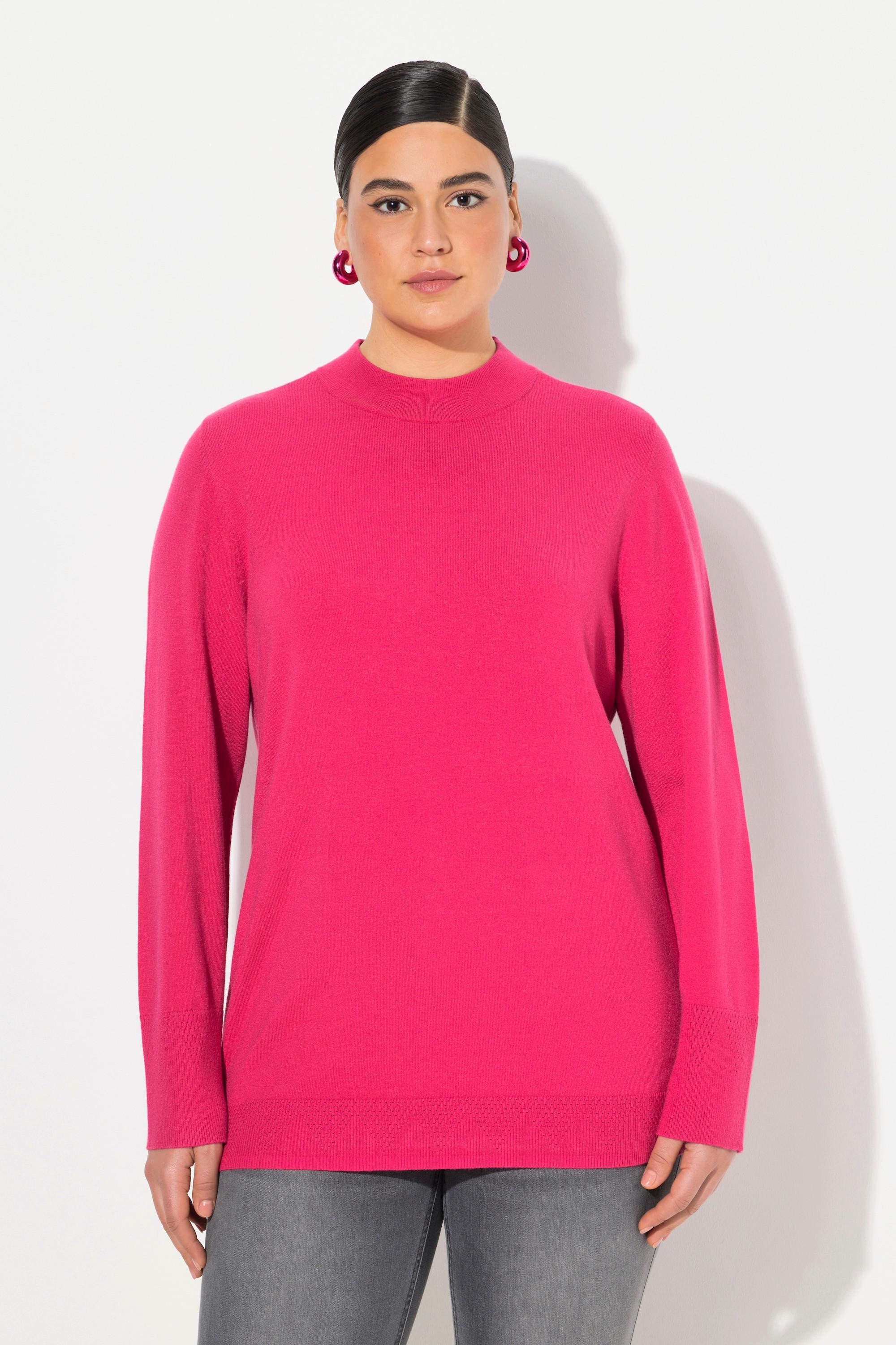 Ulla Popken  Pullover, Stehkragen, Langarm, Rippbündchen 