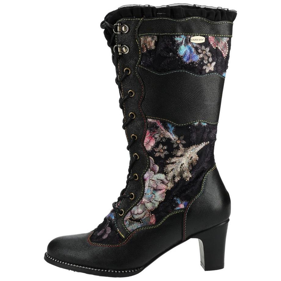 Laura Vita Blumenmuster Schnürstiefel bis zum Knie  