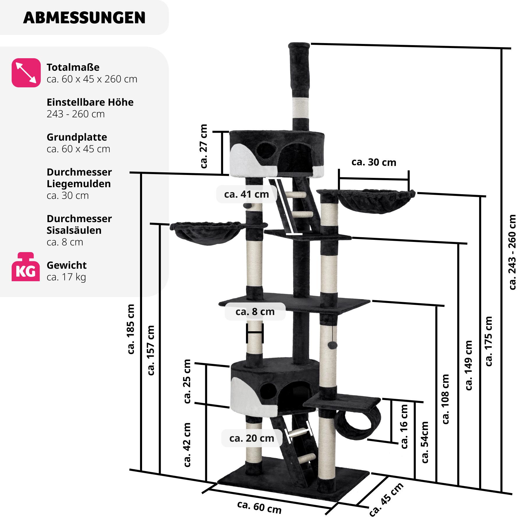 Tectake  Arbre à chat HANSI 260 cm 