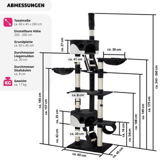 Tectake  Arbre à chat HANSI 260 cm 