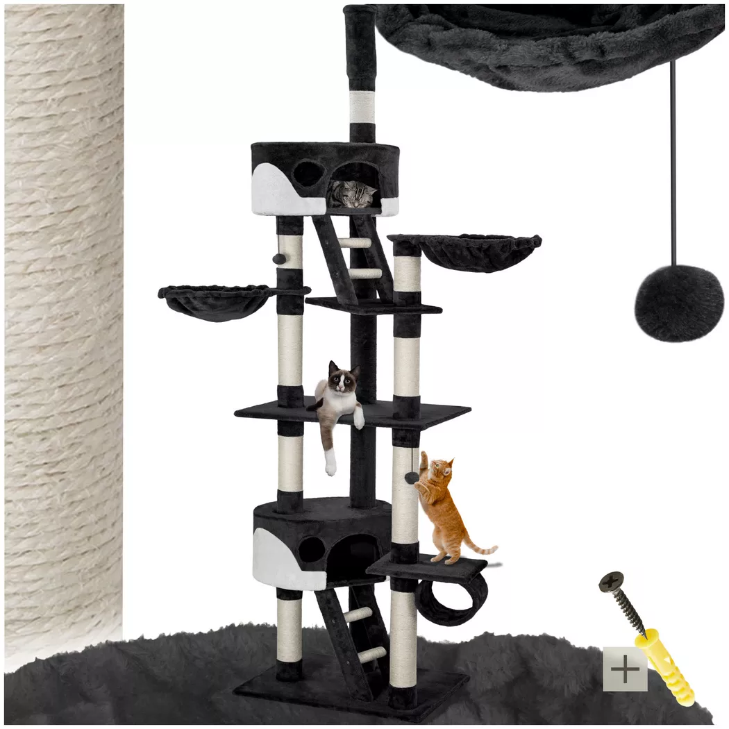 Tectake - Kratzbaum Hansi 243 bis 260 cm Sisal, One Size, Weiss