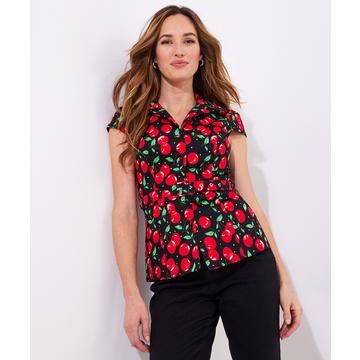 Cherry Vintage Top mit Gürtel