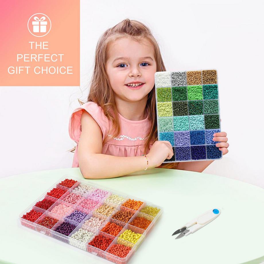 Activity-board  Jeu de perles pour bracelets, 16000 pièces perles en verre Matte avec perles à lettres pour l'enfilage 
