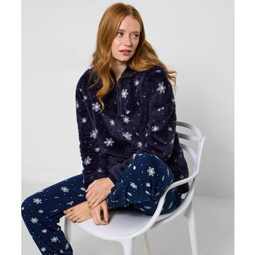 Saisonaler Fleece mit Schneeflocken und Kapuze