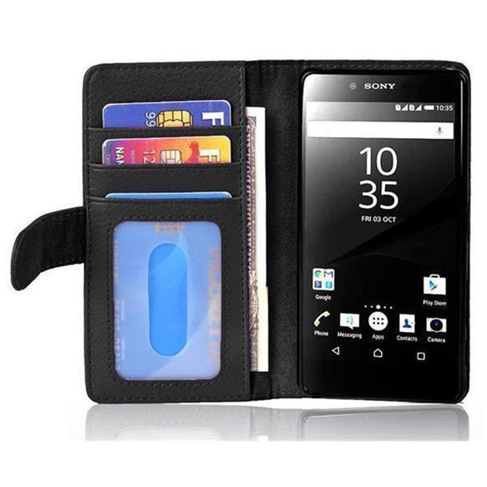 Cadorabo  Cadorabo Hülle kompatibel mit Sony Xperia Z5 - Schutzhülle mit Magnetverschluss und 3 Kartenfächern 
