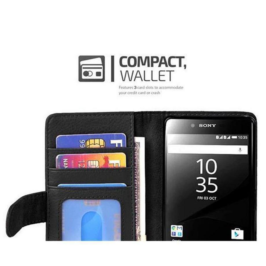 Cadorabo  Cadorabo Hülle kompatibel mit Sony Xperia Z5 - Schutzhülle mit Magnetverschluss und 3 Kartenfächern 