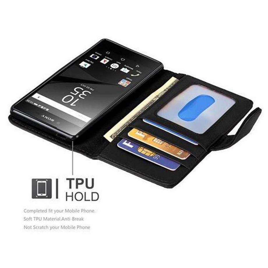 Cadorabo  Cadorabo Hülle kompatibel mit Sony Xperia Z5 - Schutzhülle mit Magnetverschluss und 3 Kartenfächern 