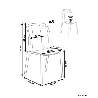 Beliani Lot de 8 chaises de jardin en Matière synthétique Moderne SPEZIA  