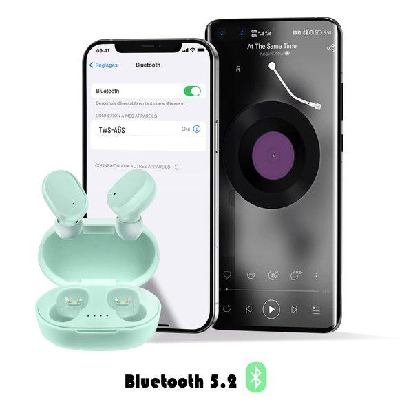 Avizar  Écouteurs Bluetooth 5.2 avec Étui Vert 