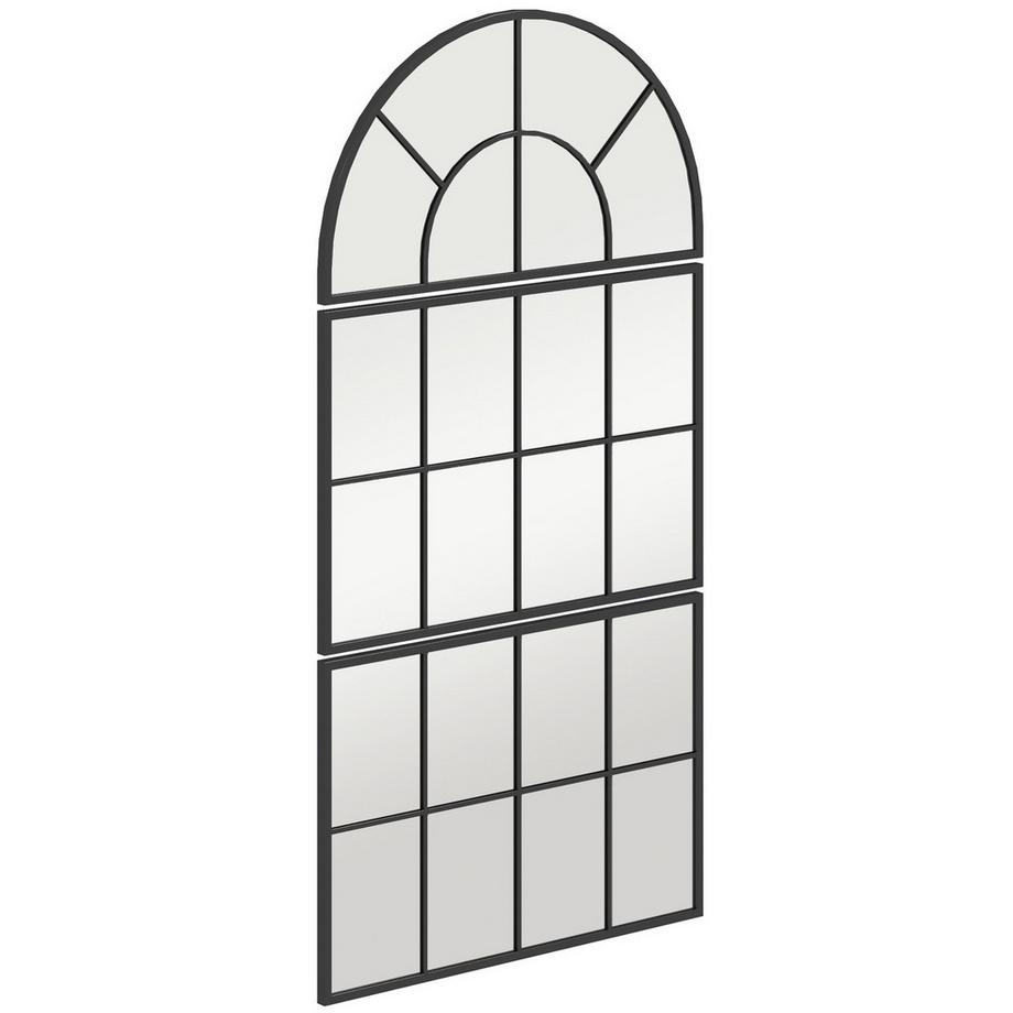 Northio Wandspiegel dreiteilig, bogenförmiger Spiegel mit Metallrahmen, dekorative Fensterspiegel, Hängespiegel für Badezimmer Wohnzimmer Schwarz  