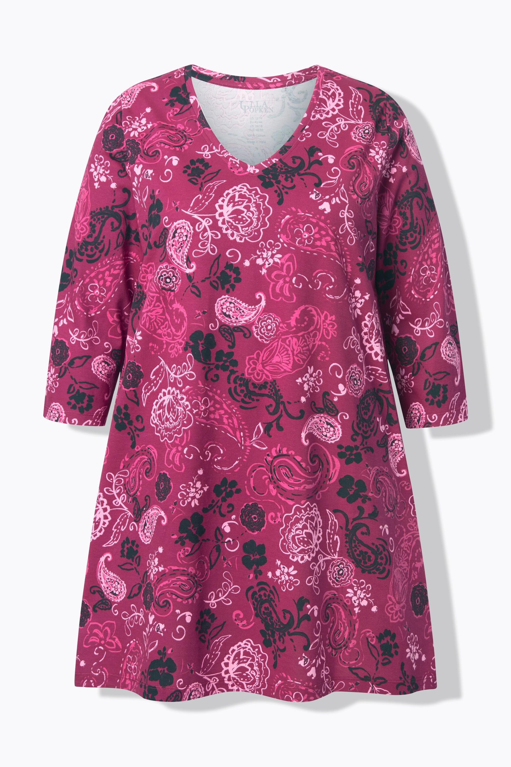 Ulla Popken A-Linie V-Ausschnitt 3/4-Arm Longshirt  