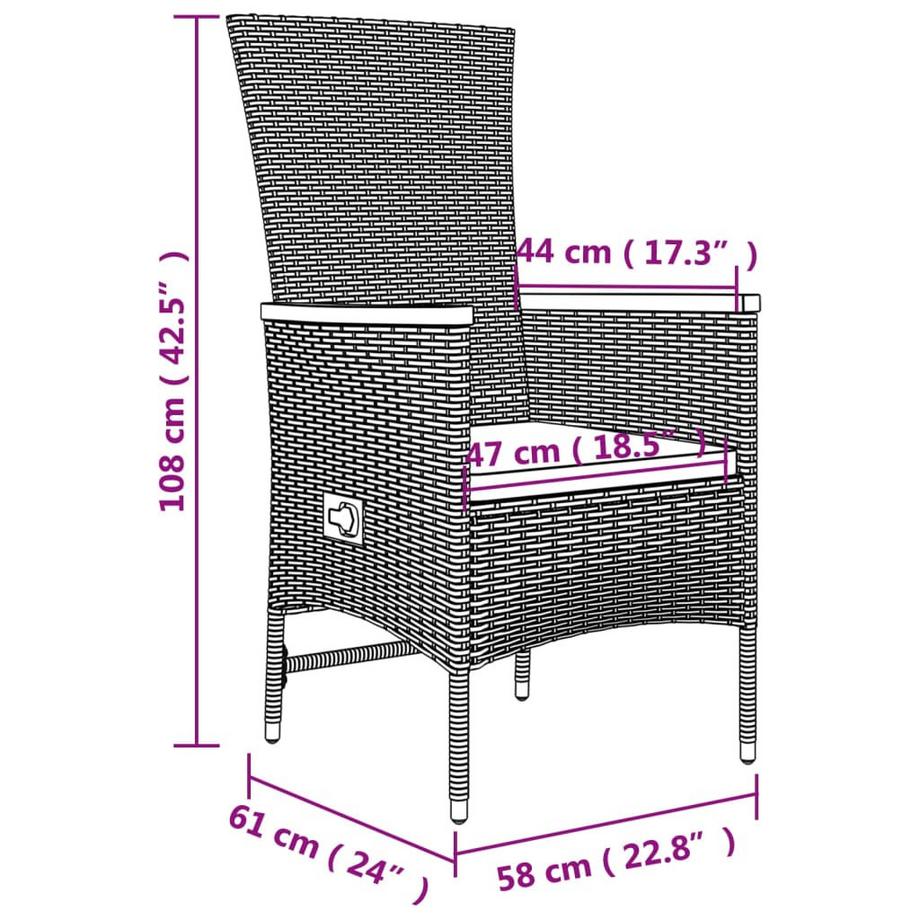 VidaXL Ensemble de salle à manger de jardin rotin synthétique  