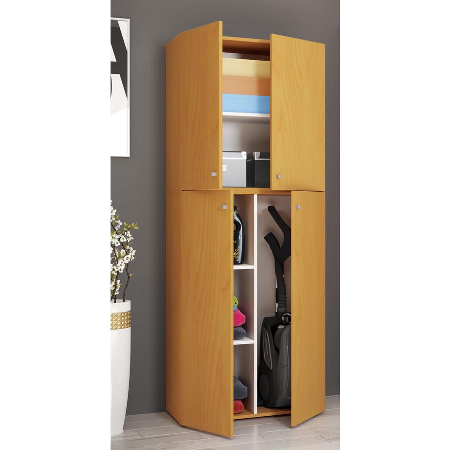 VCM Holz Besenschrank Staubsauger Putzschrank Haushaltsschrank Drehtüren Lona  
