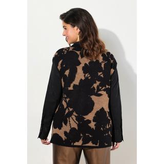 Ulla Popken  Pull sans manches, motif jacquard, encolure en V 