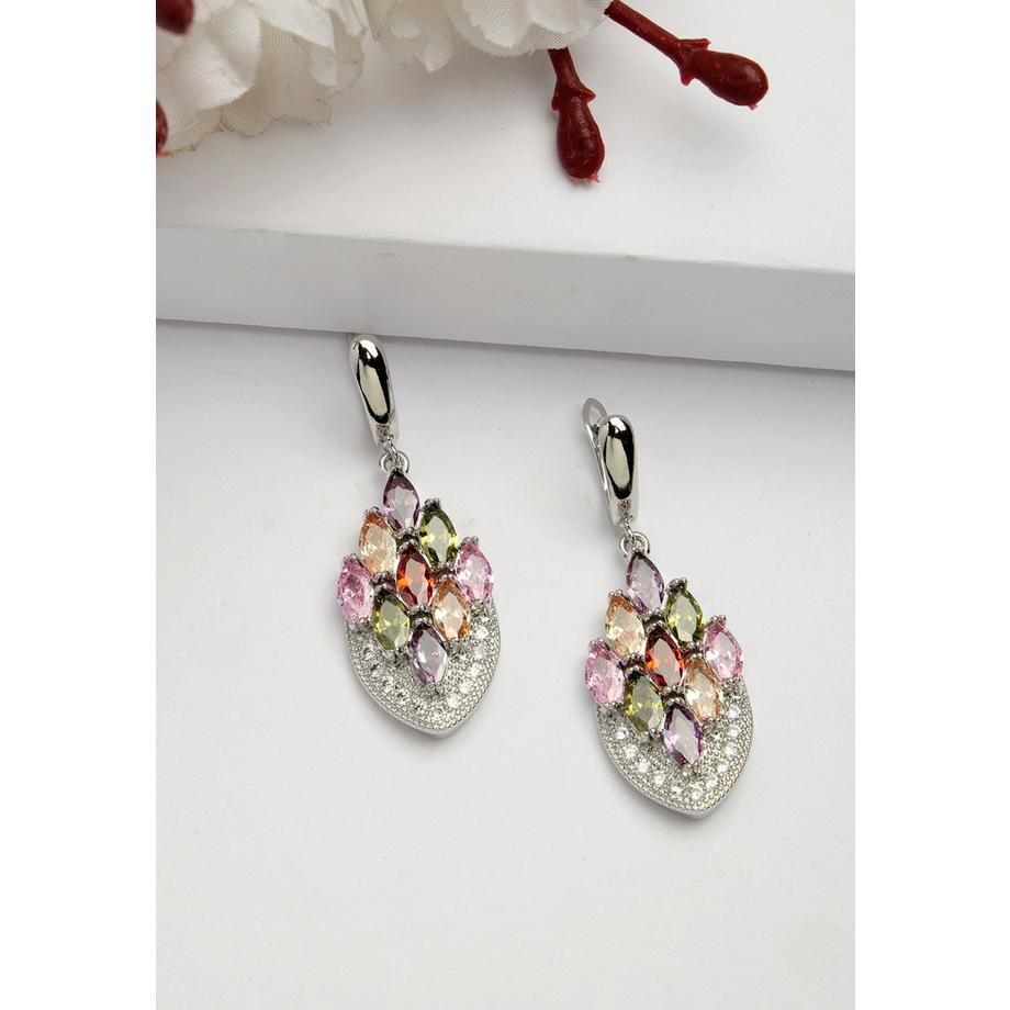 AVANT-GARDE PARIS  Collection Diva Boucles d'oreilles goutte plume de paon 