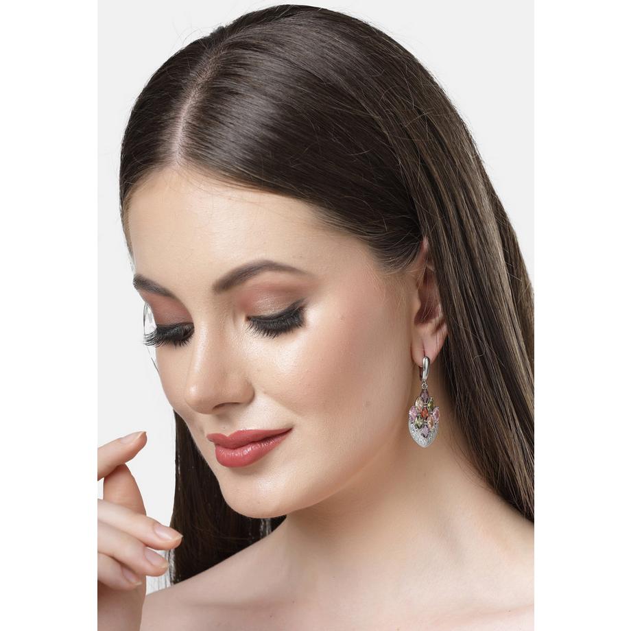 AVANT-GARDE PARIS  Collection Diva Boucles d'oreilles goutte plume de paon 