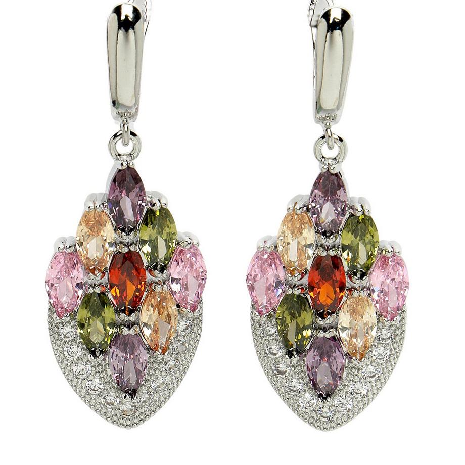 Collection Diva Boucles d'oreilles goutte plume de paon