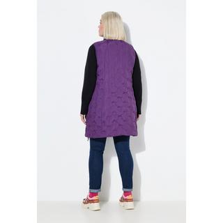 Ulla Popken Gilet Trapuntato Laser Taglio Svasato Collo Alto Riciclato  