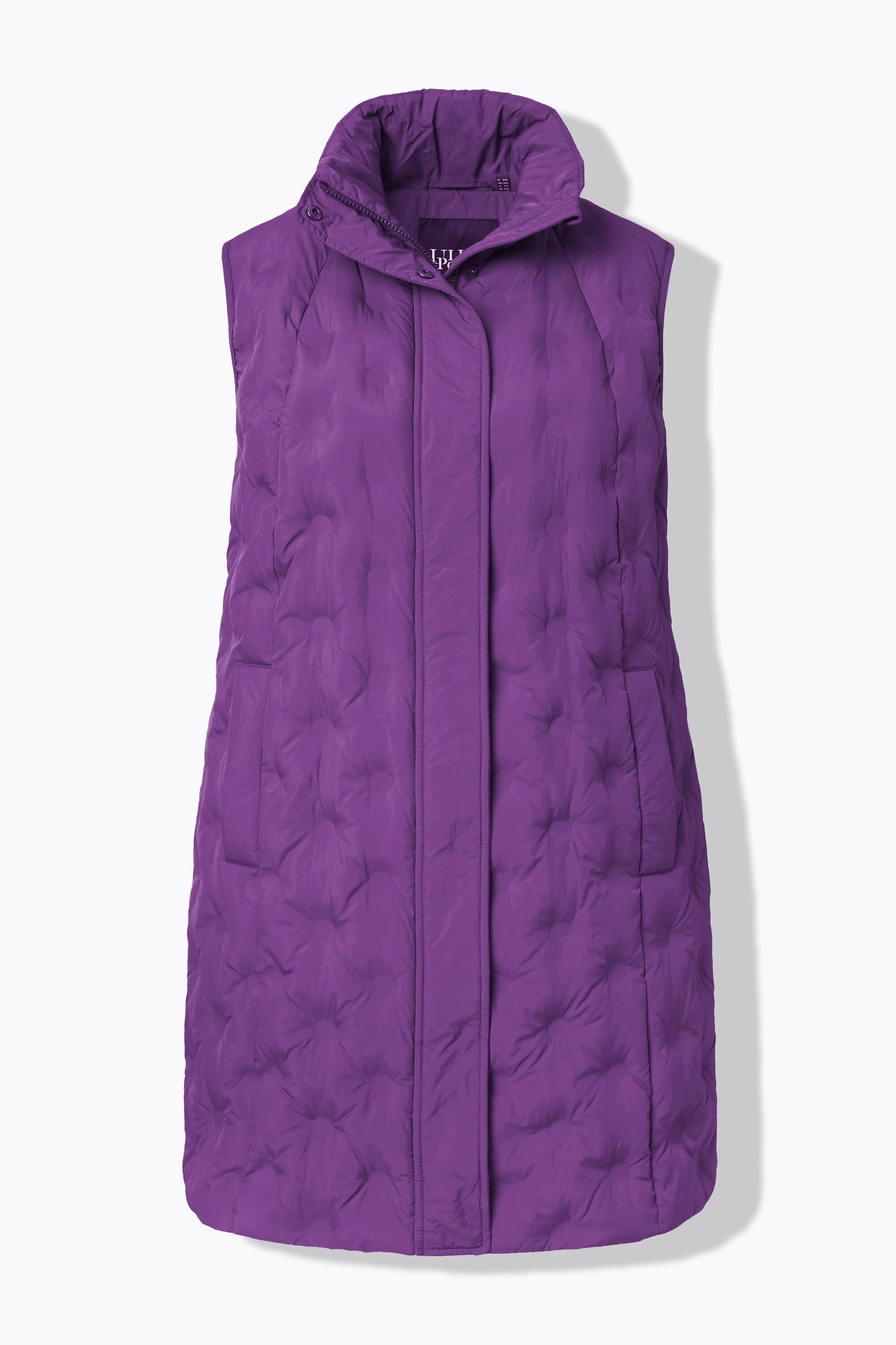 Ulla Popken Gilet Trapuntato Laser Taglio Svasato Collo Alto Riciclato  