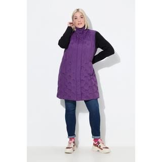 Ulla Popken Gilet Trapuntato Laser Taglio Svasato Collo Alto Riciclato  